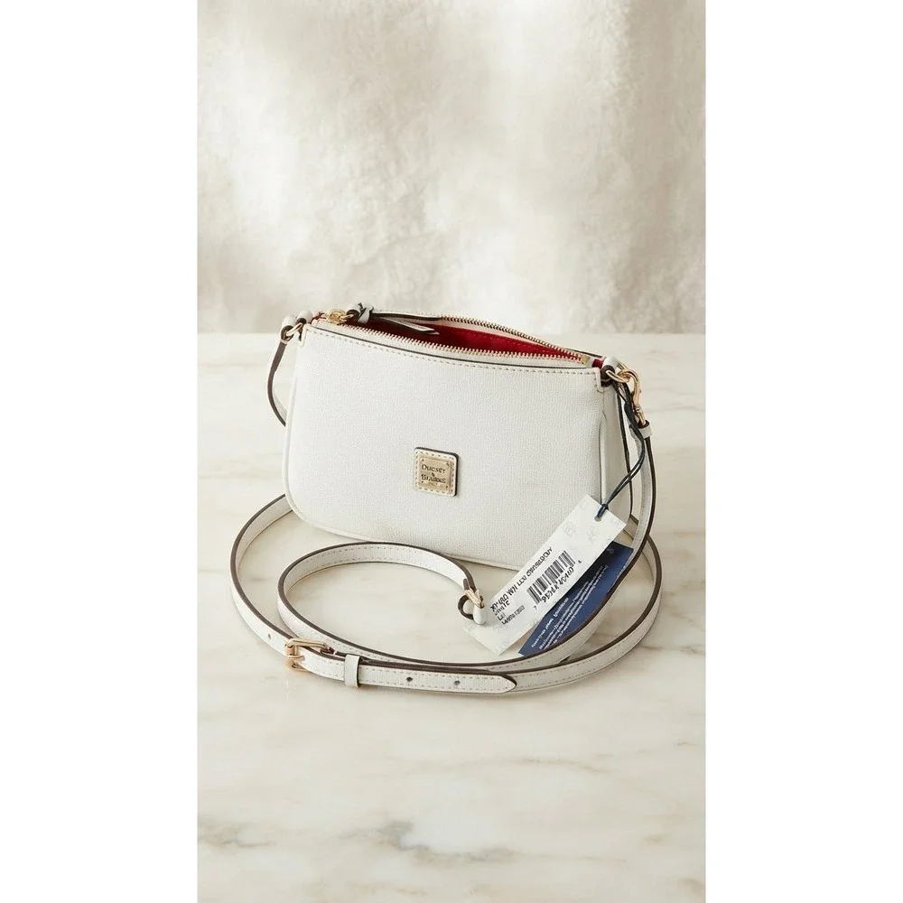 Dooney & Bourke Womens Crossbody Bag White Leather Lexi Adjustable Strap NWT